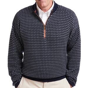 Castaway Nantucket Island 1/4 Zip Sweater Navy Birdseye XXL